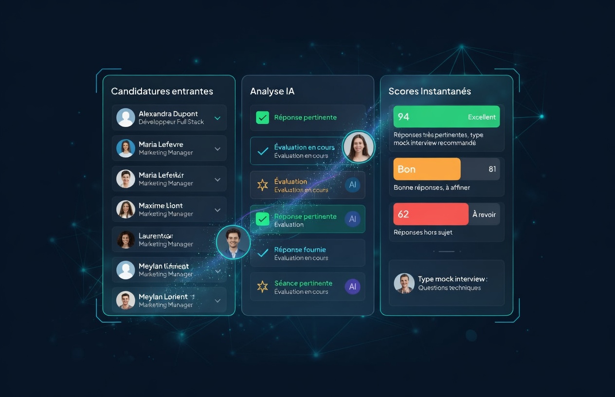 Prep Buddy screening dashboard: incoming applications, AI analysis, and instant scores.